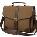 Aktentasche 42 x 10 x 32 cm Textilgewebe Kunstleder Navyblau Braun mit Schultergurt