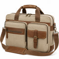 Laptoptasche 40 x 8 x 30 cm aus Canvas in Khaki mit Schultergurt