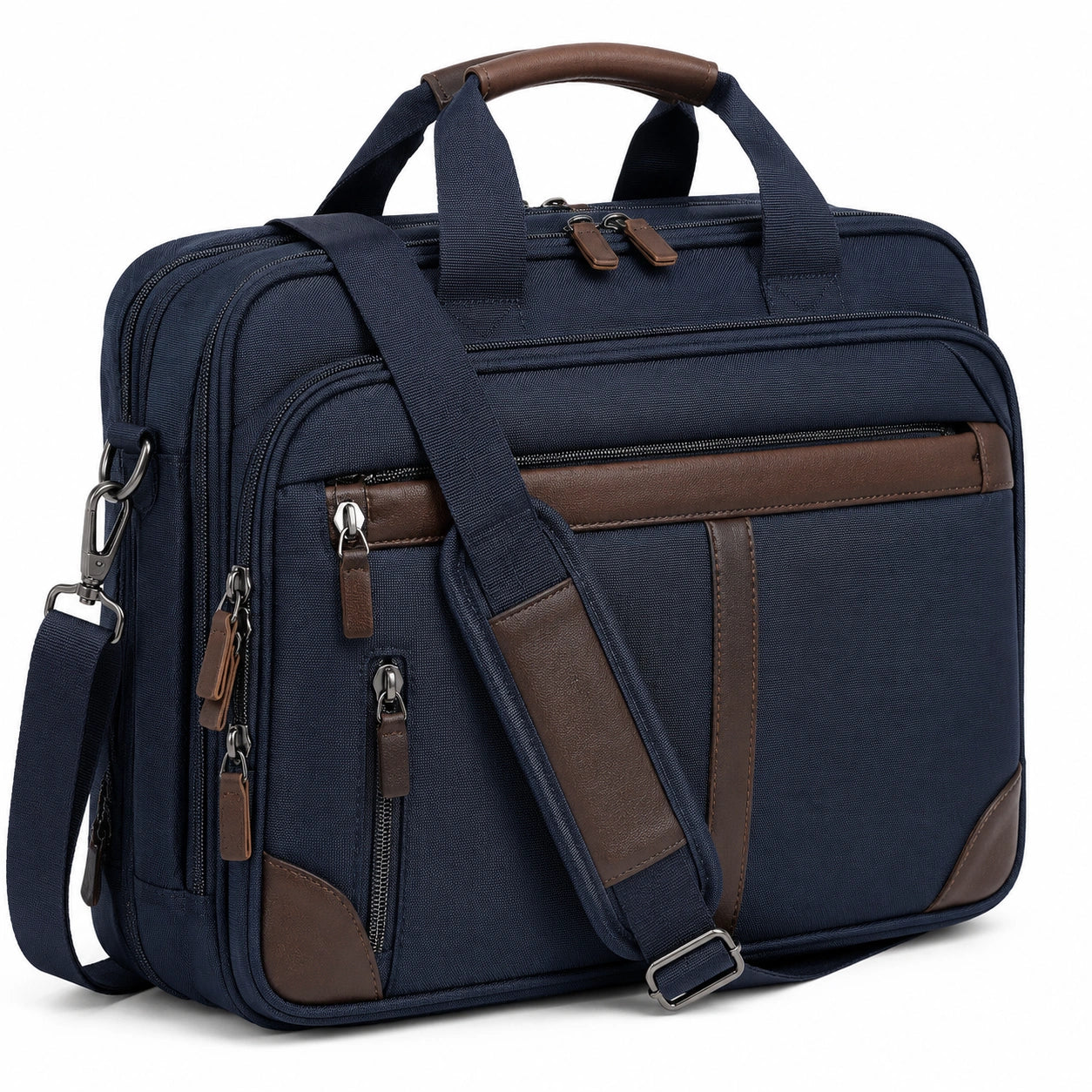 Laptoptasche 15.6 Zoll aus Polyester Grau Braun mit Schultergurt und Reißverschluss