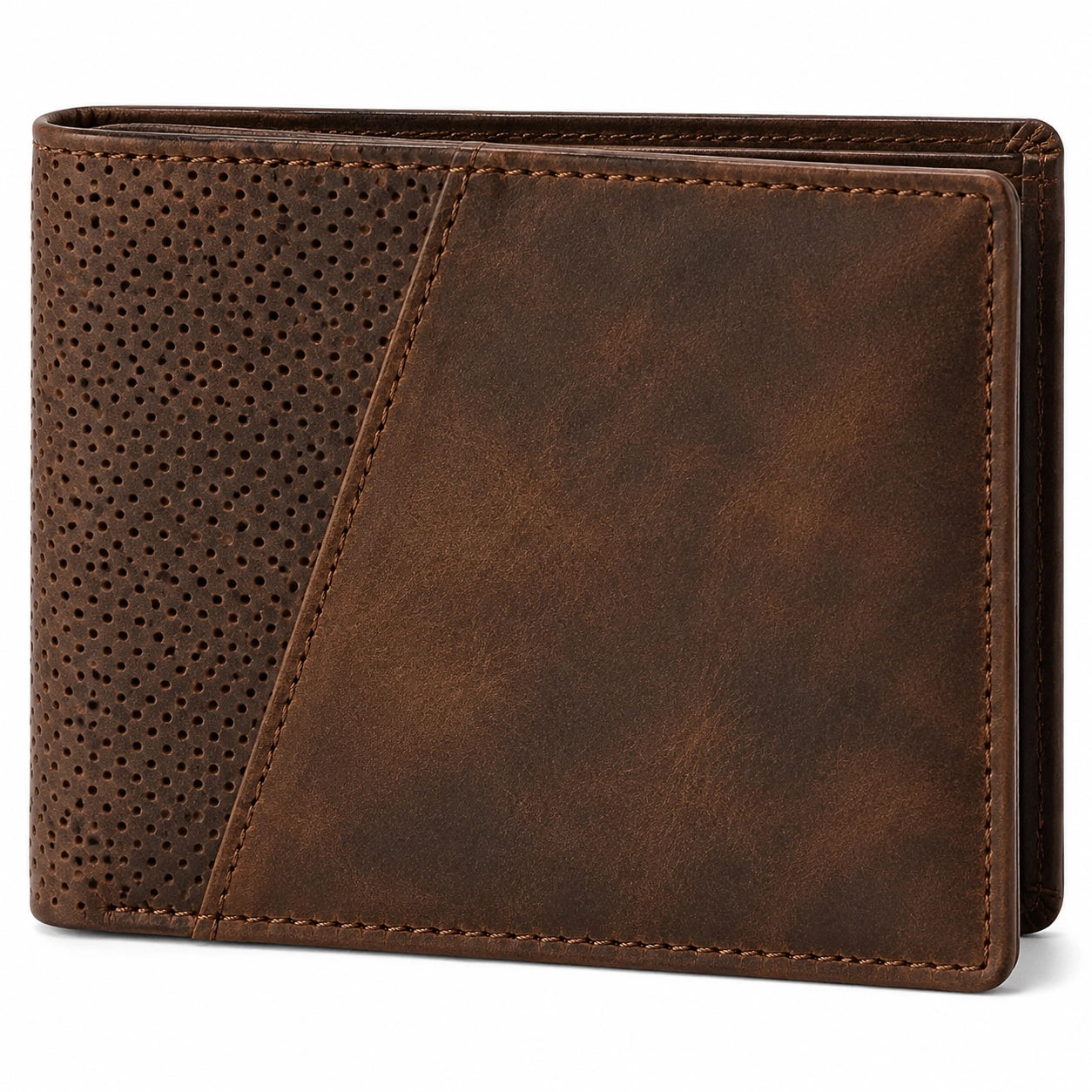 Geldbörse 12 x 9.5 x 2 cm aus braunem Leder mit Kartenfächern