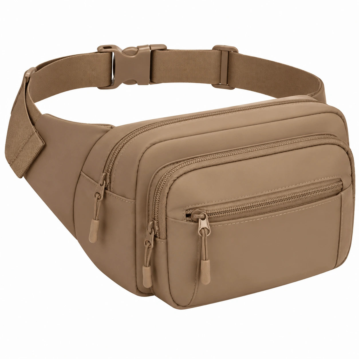 Gürteltasche 32 x 8 x 16 cm Textilgewebe Khaki für Alltag mit Reißverschluss