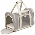 Haustiertragetasche 45 x 30 x 30 cm Beige/Braun Textil mit Netzfenstern faltbar