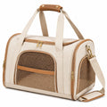Haustiertragetasche 50 x 30 x 30 cm Beige Braun Textil mit Netzfenstern faltbar