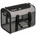Haustier-Transporttasche 50 x 34 x 34 cm Textil Beige Braun mit Netzfenstern für Hunde und Katzen