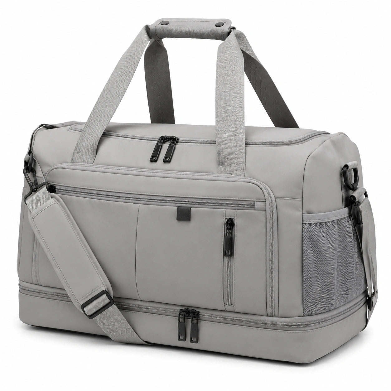 Sporttasche 50 x 25 x 28 cm aus Textilgewebe Grau mit Reißverschluss und Schultergurt