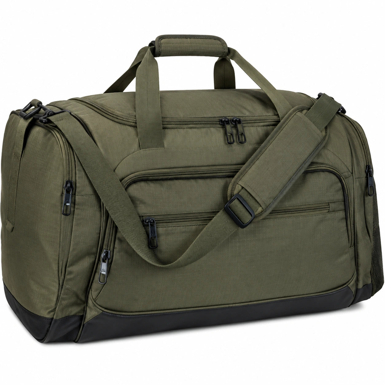 Sporttasche 50 cm Textil Beige mit Schultergurt und Reißverschlüssen