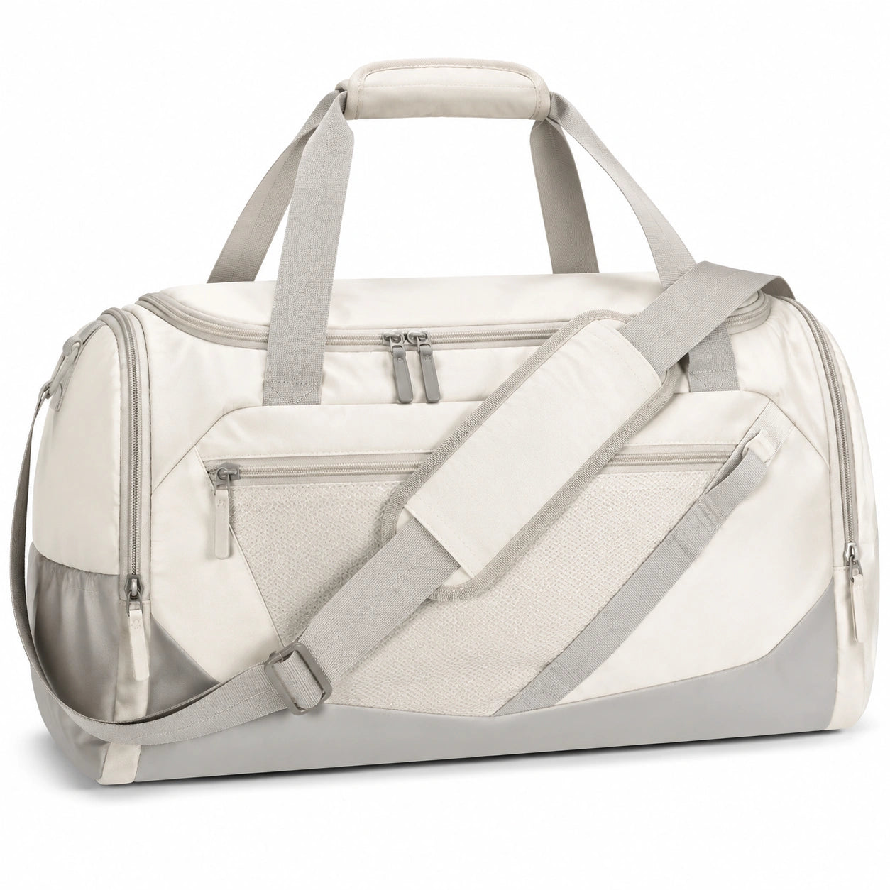 Sporttasche 50 x 25 x 30 cm aus Polyester Beige Olivgrün mit Schultergurt und Taschen