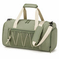 Reisetasche 50 x 25 x 30 cm aus Textil und Kunstleder Beige Braun mit Schultergurt