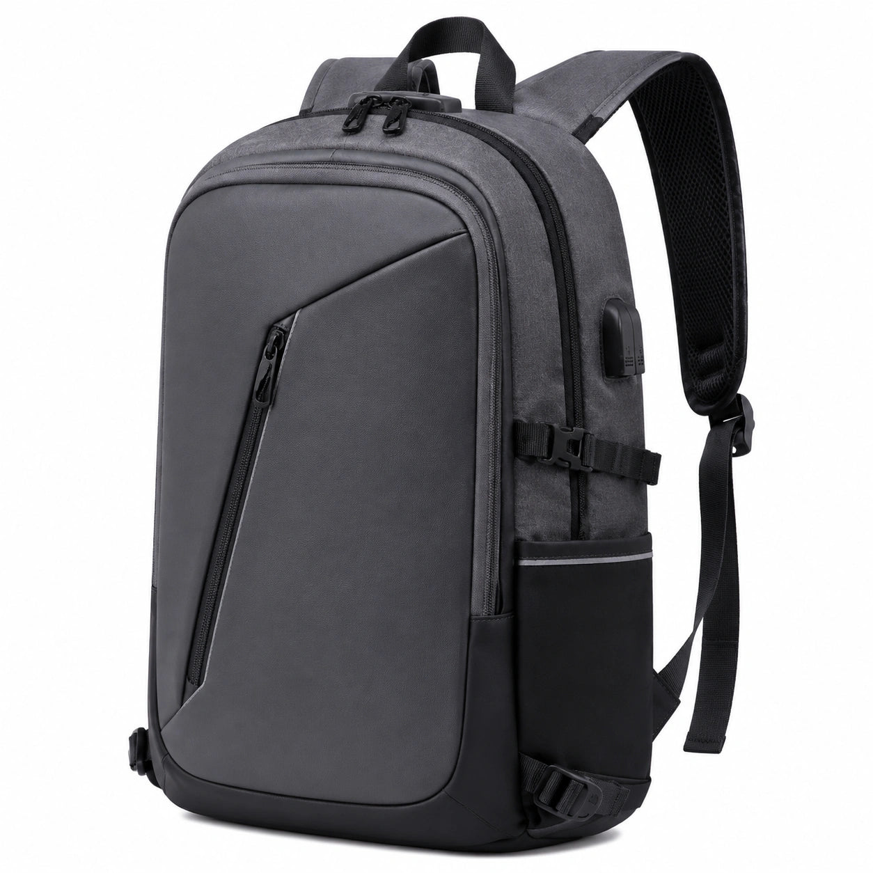 Rucksack 30 x 15 x 42 cm aus Textilgewebe in Navyblau Braun mit gepolsterten Schultergurten