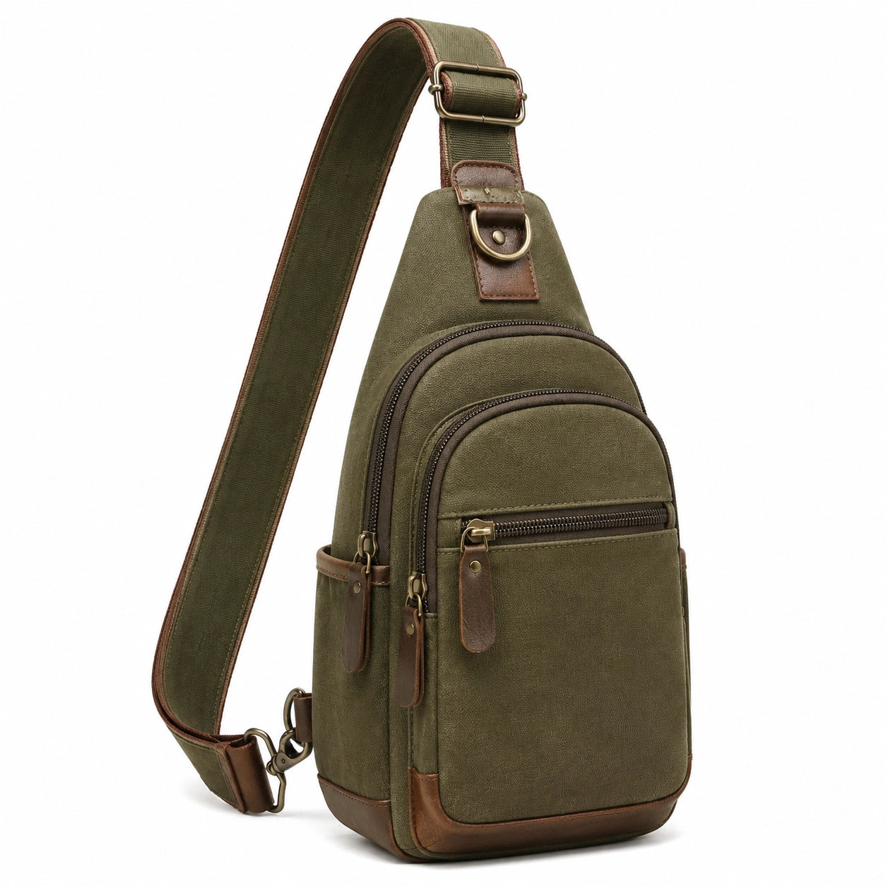 Umhängetasche 18 x 8 x 31 cm Kunstleder Textil Beige Braun mit verstellbarem Schultergurt