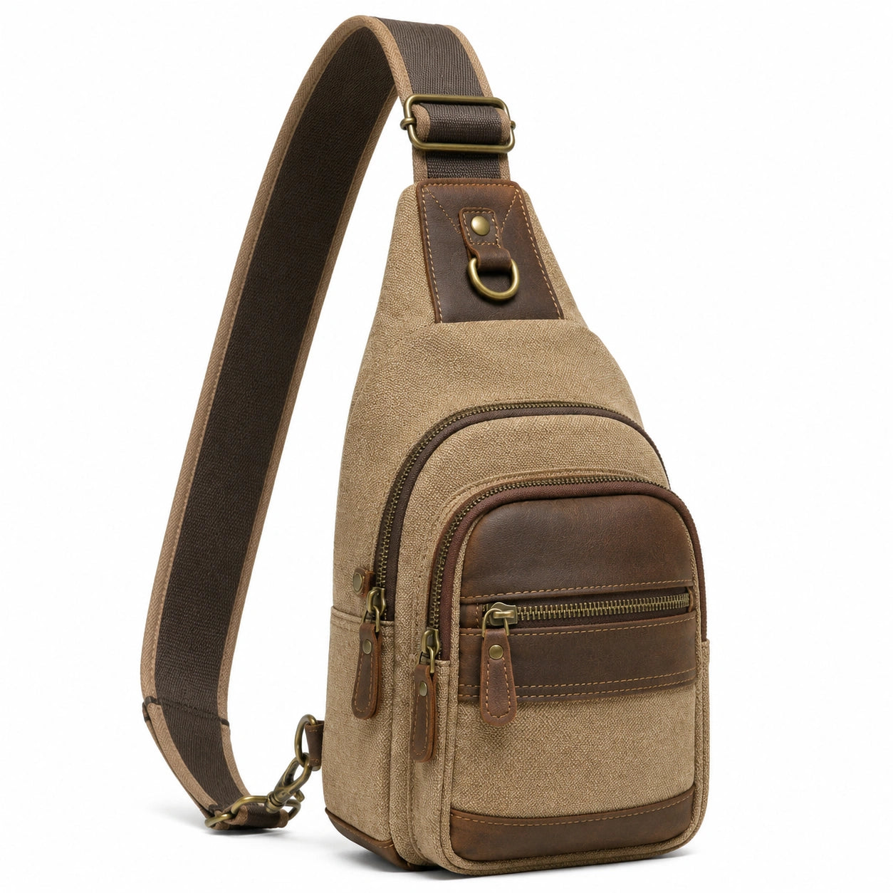 Brusttasche 17 x 8 x 31 cm aus Kunstleder und Textil in Dunkelblau mit verstellbarem Schultergurt