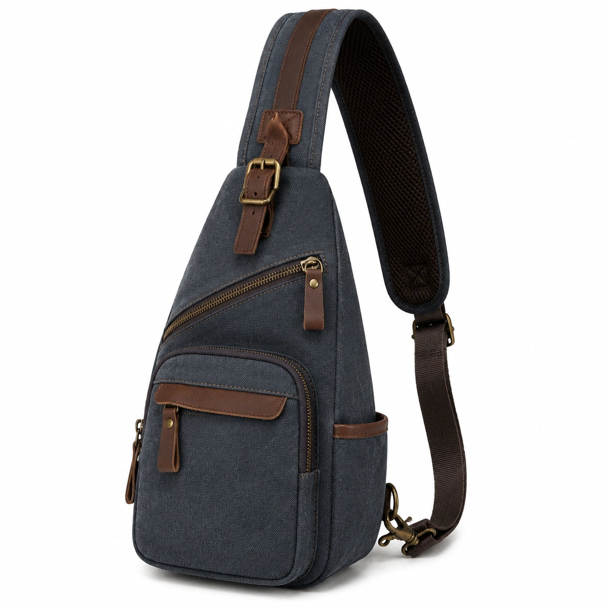 Umhängetasche 18 x 8 x 31 cm aus Textilgewebe in Beige Braun mit verstellbarem Schultergurt
