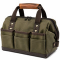 Werkzeugtasche 36 x 18 x 30 cm aus Canvas Beige Oliv mit Reißverschluss und Außentaschen