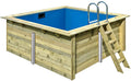 POOL Total Stahlrahmenpool, 1,24 m, Blau/Holz, Holz Komplett-Set Rechteck Schwimmbecken - Inkl., 50 x 3, 20 x )