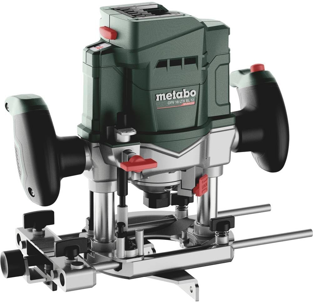 metabo Fräsen, 5,5 Ah, 2,9 kg, 50 mm, 18 V, Grün/Schwarz/Silber, OFV 18 LTX BL 12 Akku-Oberfräse, ohne Akku und Ladegerät ( 2 x Akkus