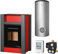 Aquaflam Kaminofen, 11 kW, Rot/Grau, KS2814 Vario Lend Basic Wasserführender Red Komplett-Set