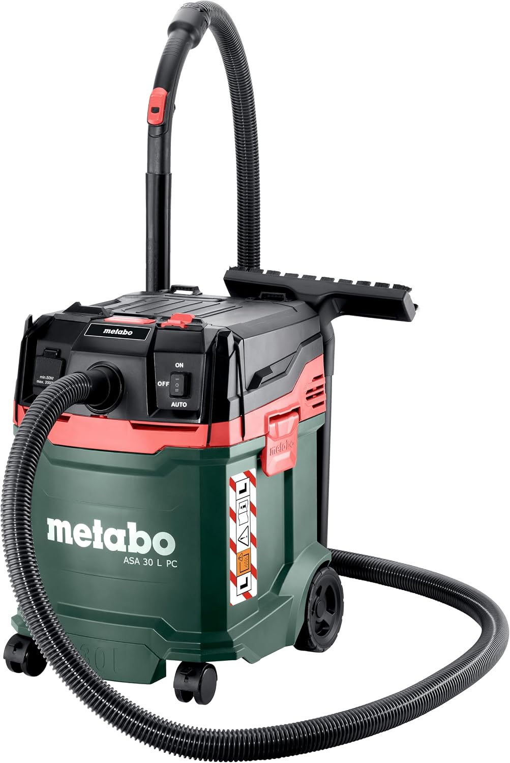 metabo Nass-Trockensauger, 5,5 m, 30 L, Schwarz/Grün/Rot, ASA PC Allessauger, 602086000, Nass-/Trockensauger mit integrierter Filterabreinigung
