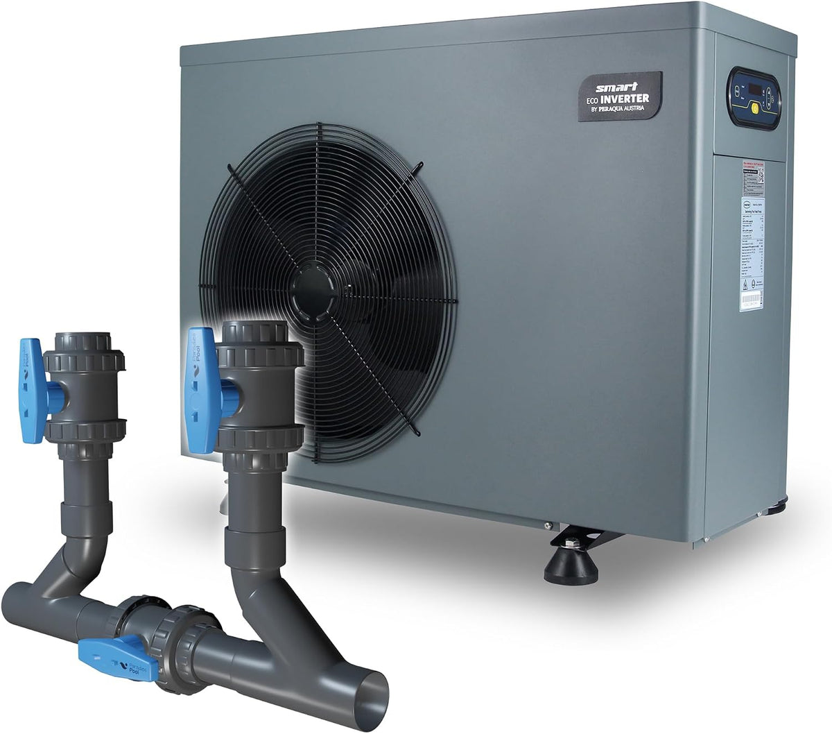 Paradies Pool Heizpumpen, 7,0 kW, 30 m, Grau/Schwarz/Blau, Wärmepumpe Smart Inverter ECO, inkl. Bypass