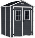 Gerätehaus Keter, 185x152x226 cm, Dunkelgrau/Weiß, Manor 6x5 Gartenhaus, aus Kunststoff, Wetter- und UV-beständig