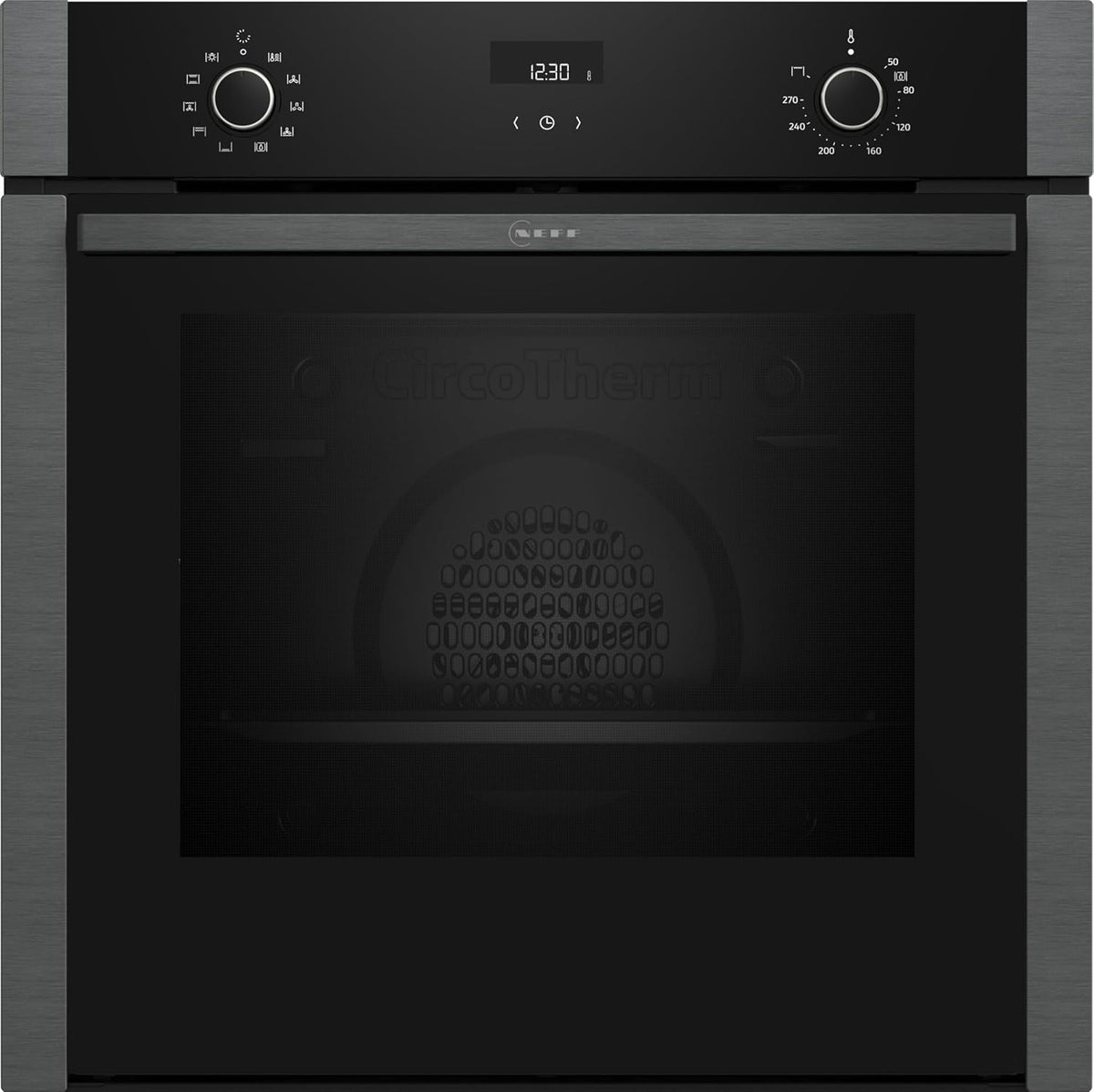 Neff Backofen, 60 x 60 cm, Graphitgrau/Schwarz, B4ACE2AG3, Made in Germany, LCD-Display, 3D Heißluft, CircoTherm