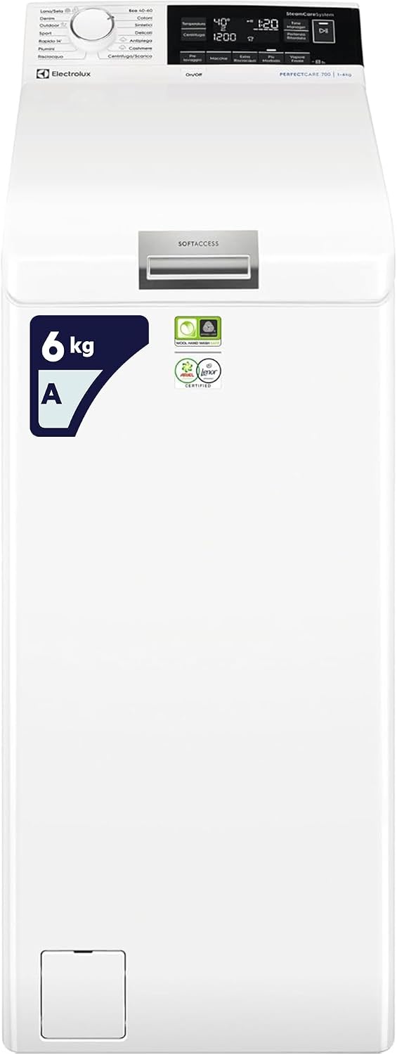 Electrolux Waschmaschine, 6 kg, Weiß, EW7T336A Toplader- Serie 700 SteamCare