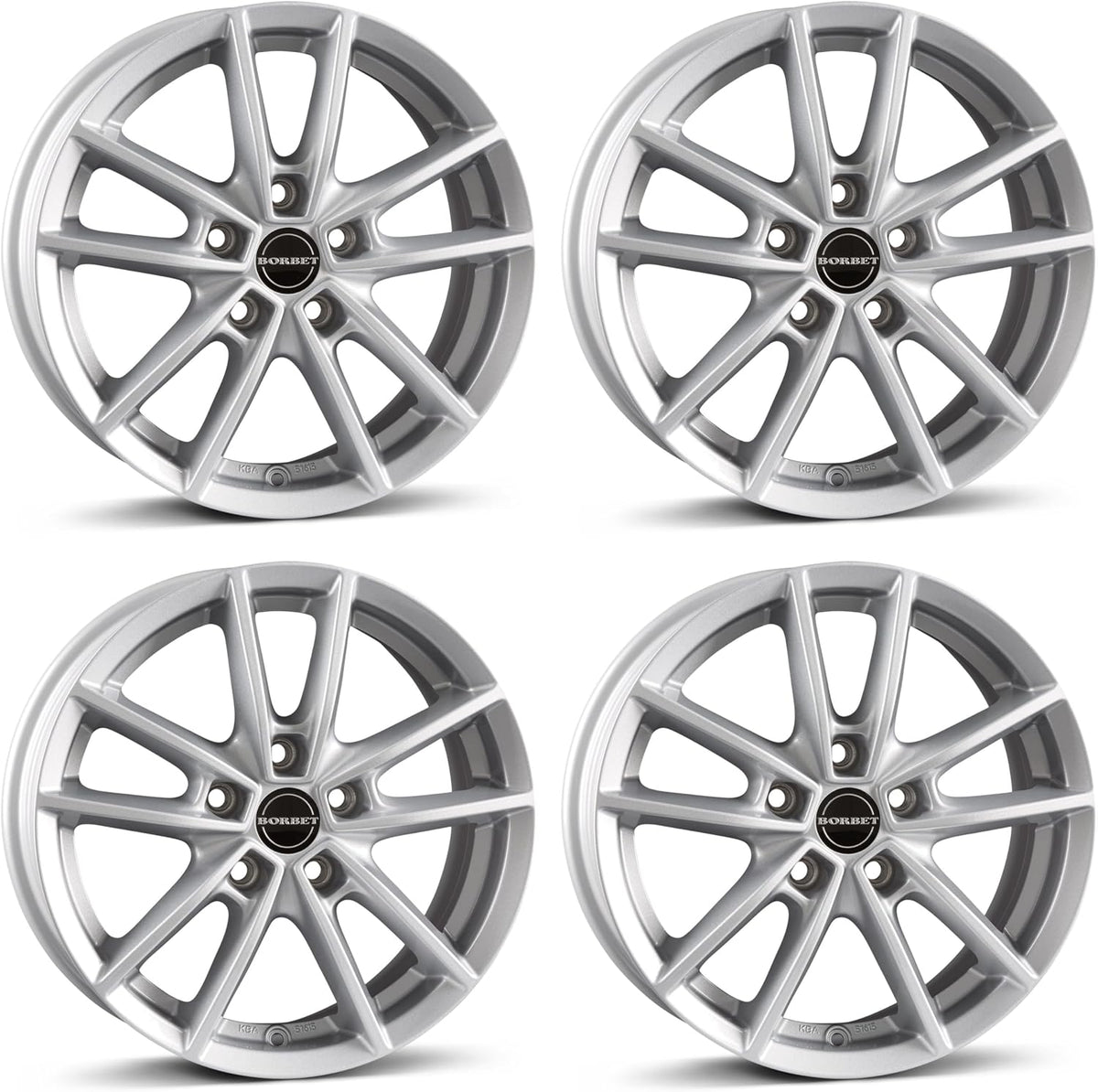Borbet Felgen, Silber, 4x W 6.5x16 ET48 5x112 crystal silver kompatibel mit Audi A3