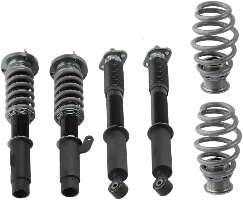 FSOZDBBPL Stoßdämpfer, 70 x 50 x 19 cm, Schwarz/Silber, Gewindefahrwerk Dämpfer Kit Für BMW E46 3 Serie 320i 325i