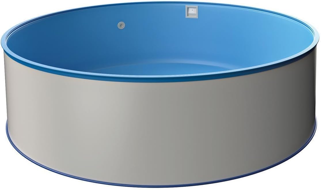 POWERHAUS24 Stahlrahmenpool, 1,20 m, 0,6 mm, Blau/Grau, Runder Stahlwandpool Ø 5, 00 x, inkl. Bodenschienen & Handl