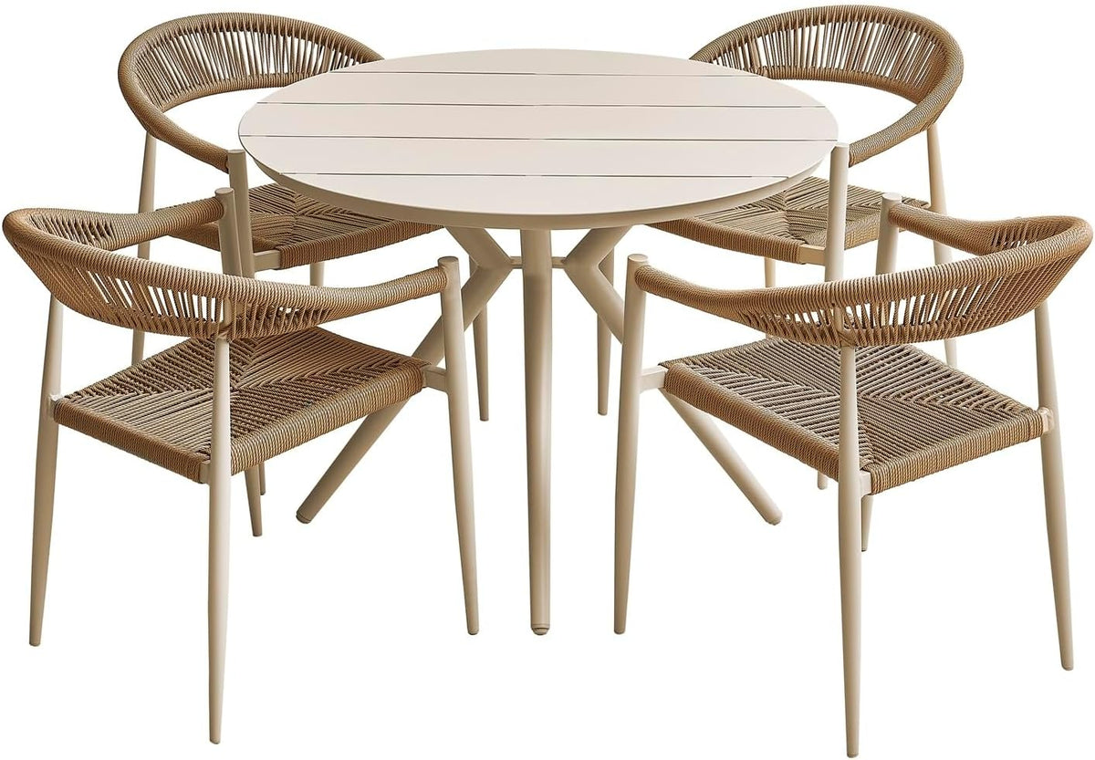Gartenmöbel-Set MAT-COMPANY, 100x100 cm, Pulverbeschichtetes Aluminium, Hellbeige/Braun