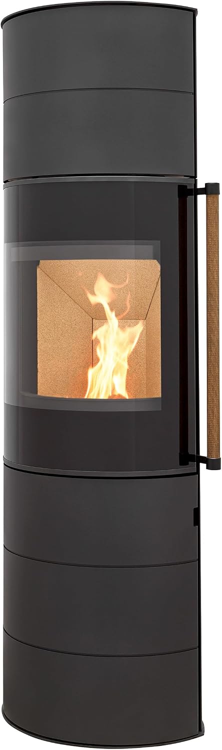 H&M Germany Kaminofen, 150 mm, 6kw, Schwarz, Citro 2.0 XL schmaler ovaler Ofen schlicht modern A+