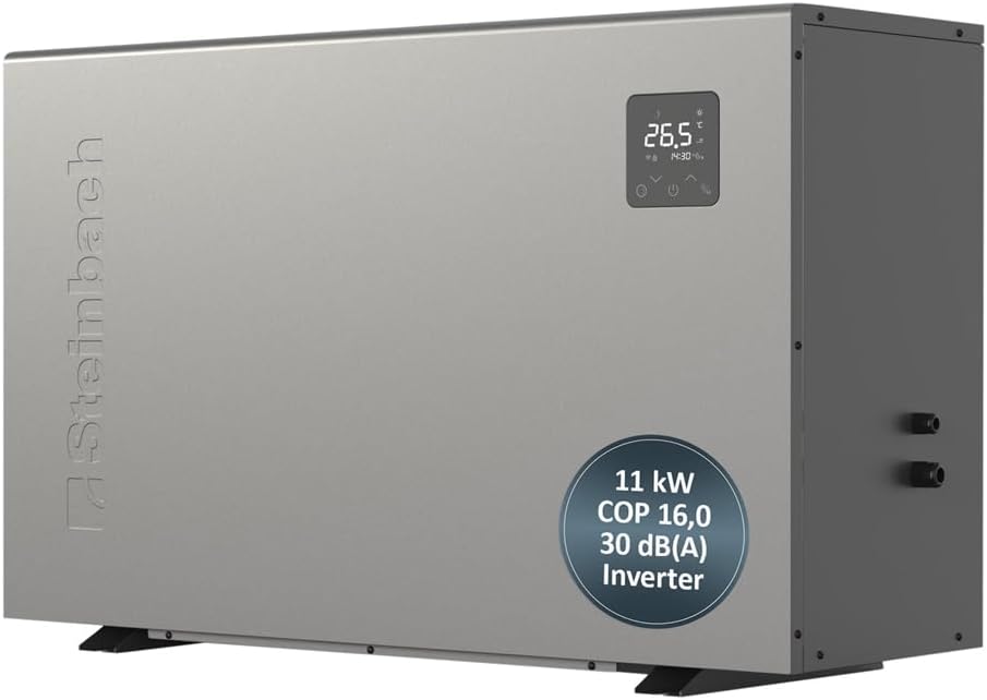 STEINBACH Heizpumpen, 50.000 l, 11.000 W, Grau, Wärmepumpe Silent 11, 049314, Inverter Wärmepumpe für Pools bis