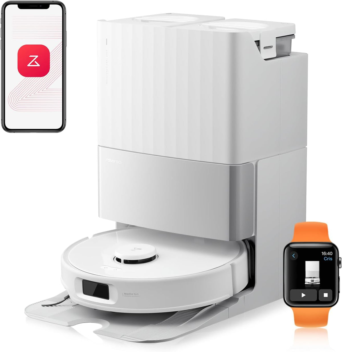 roborock Saugroboter, Weiß, Qrevo Edge S5A mit Wischfunktion, Dual Anti-Tangle-System, 18.500Pa, FlexiArm Design Kantenreinigung