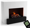 GLOW FIRE Elektrokamin, 110x90x45 cm, Weiß/Schwarz, Wasserdampf Kamin HAUPTMANN (Standkamin) - mit, Knistereffekt & Fernbedienung