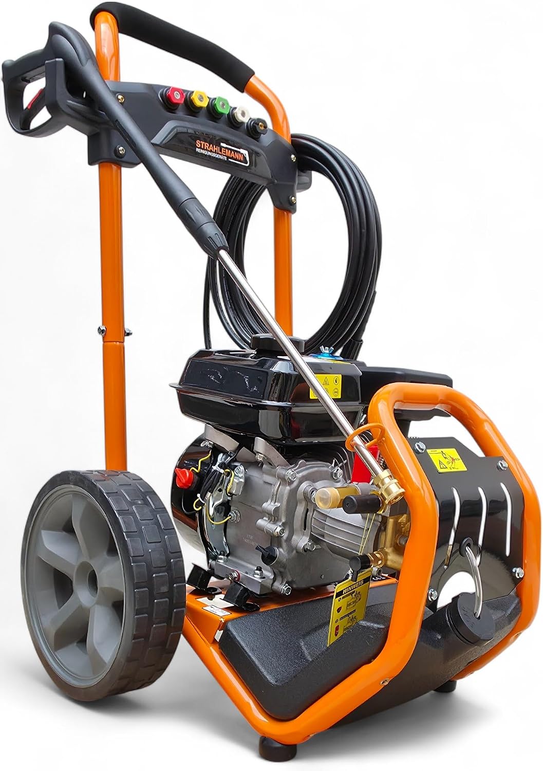 Strahlemann Hochdruckreiniger, 207 bar, 540 l, Orange/Schwarz/Silber, Benzin SM-LB180D Druckreiniger mit Messingpumpenkopf (4 x
