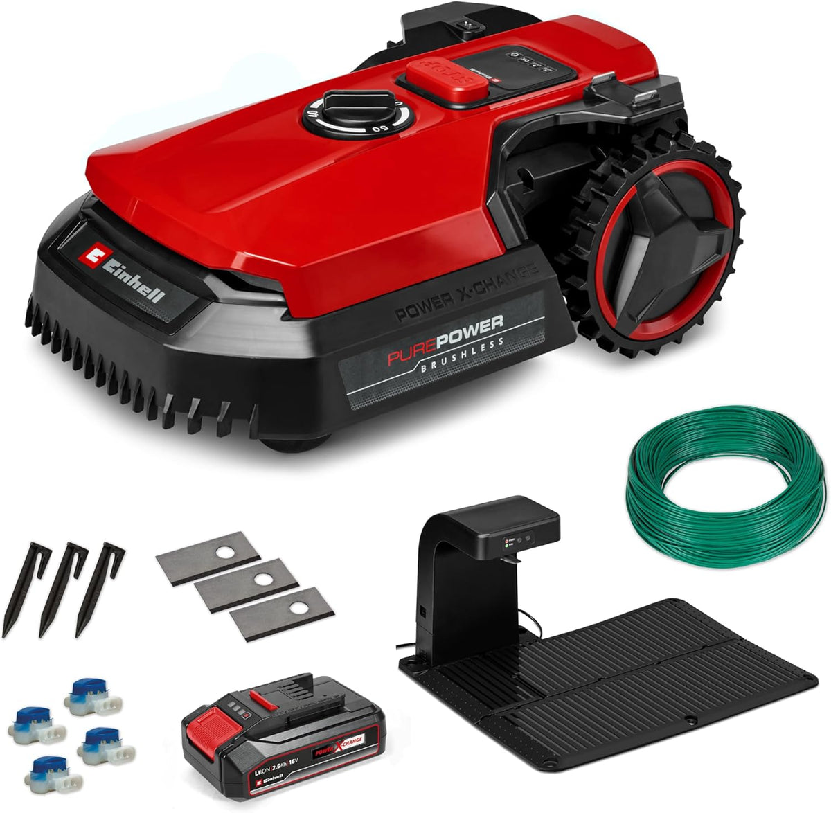 Einhell Mähroboter, 2,5 Ah, 500 m, 18 V, Rot/Schwarz, FREELEXO 500 Power X-Change (, App-Steuerung, IPX5, Over-The-Air Updates via Wi-Fi