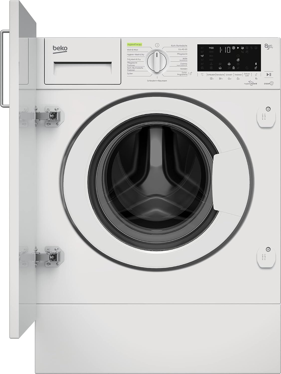 Beko Waschtrockner, 8 kg, 5 kg, Weiß, WDW85141Steam1, Waschen, Trocknen, Touch-Display mit Startzeitvorwahl 0-24 h