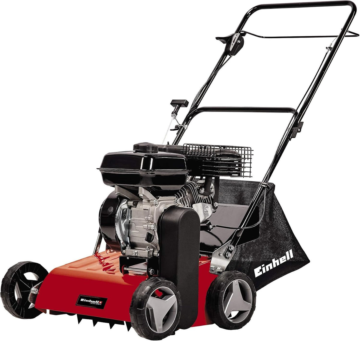 Einhell Vertikutierer, 1.200 m, 4.2 kW, Rot/Schwarz, Benzin- GC-SC 4240 P (bis ², 4-Takt-Motor, kugelgelagerte Messerwalze mit 18 Stahlmessern