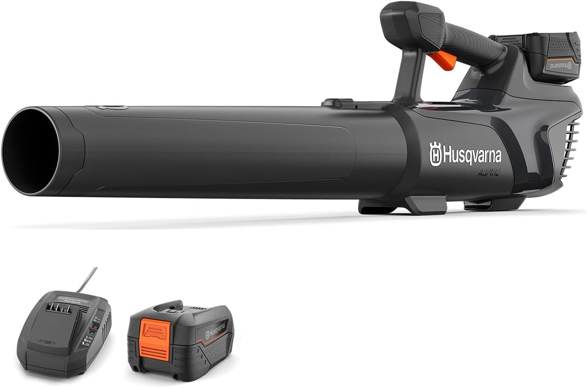 Husqvarna Laubbläser, Schwarz, Akku Aspire B8X-P4A mit Akku und Ladegerät, 3 Geschwindigkeits Stufen, abnehmbares Rohr
