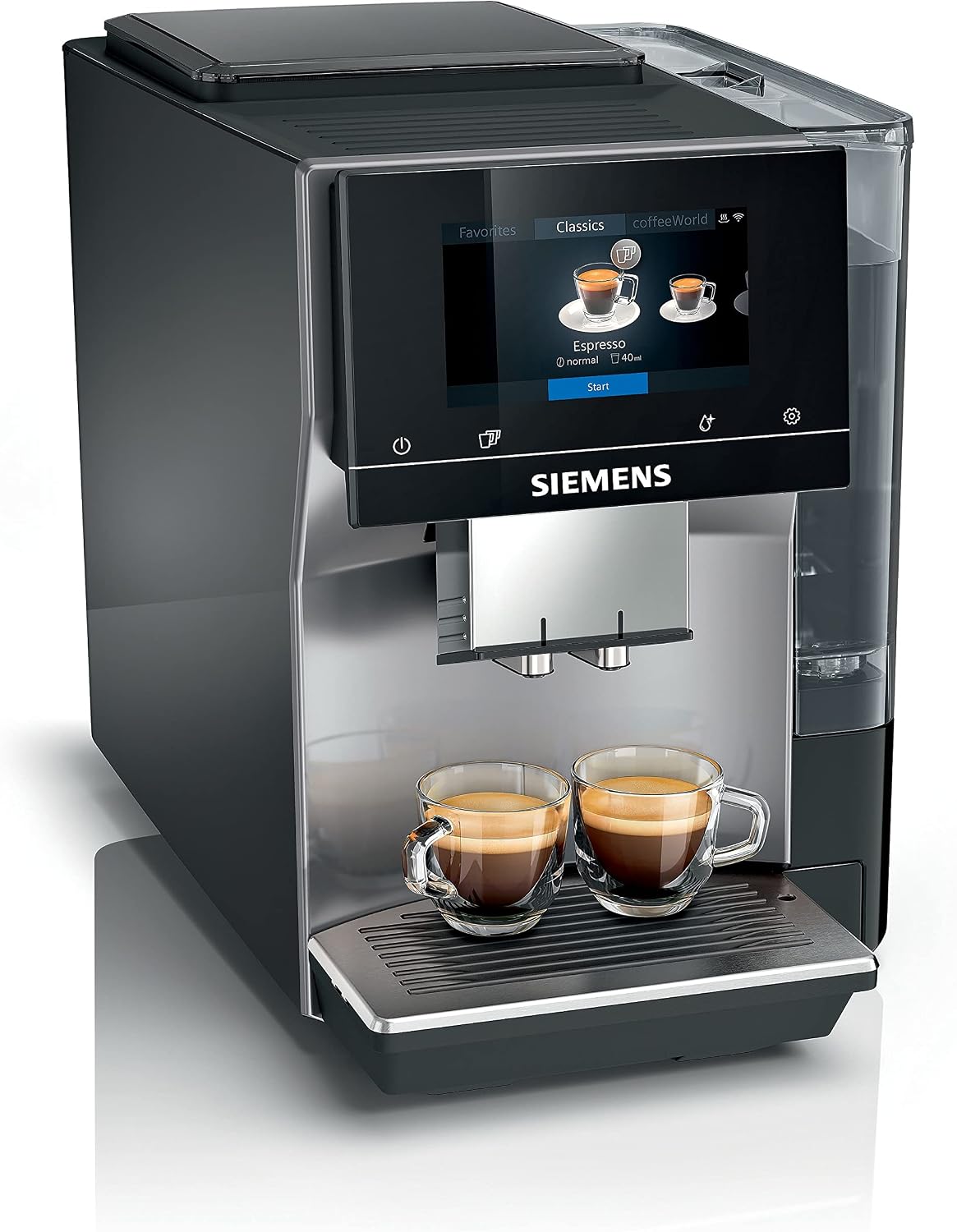 SIEMENS Kaffeemaschine, Schwarz/Silber, Electroménager Smart-, EQ. 700, Display iSelect, CoffeeWorld, Cappuccinatore flexibel