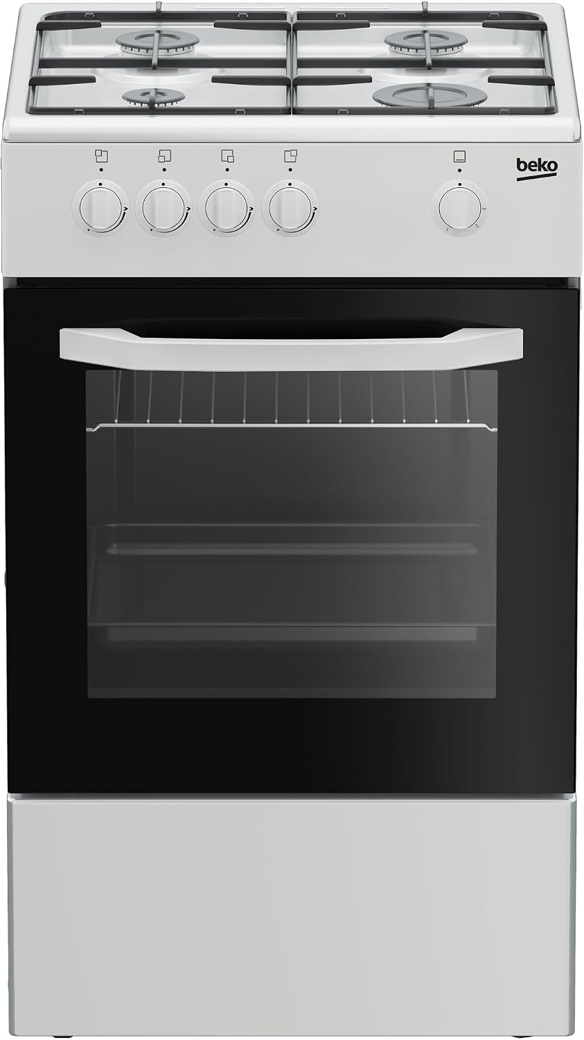 Beko Gasherd, Weiß, CSG42001FW - Küche 50 x 50, + Platte mit 4 Gasbrennern und Tellergrills, Klasse A, mechanische Steuerung