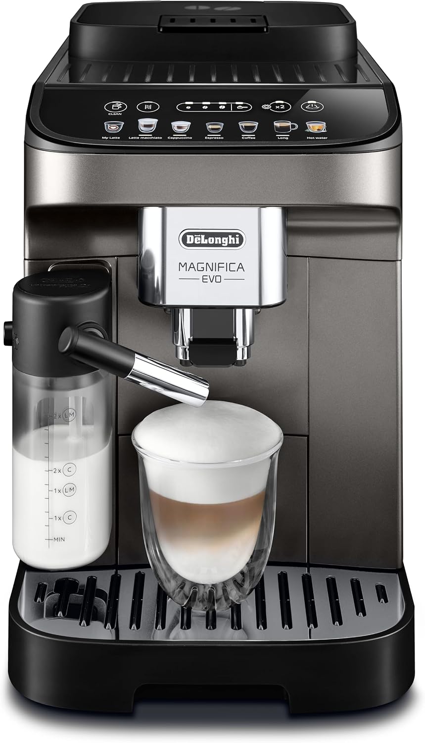 De'Longhi Milchaufschäumer, Titan/Schwarz, Magnifica Evo ECAM290.81.TB, Vollautomatische Kaffeemaschine, Kompakte Größe