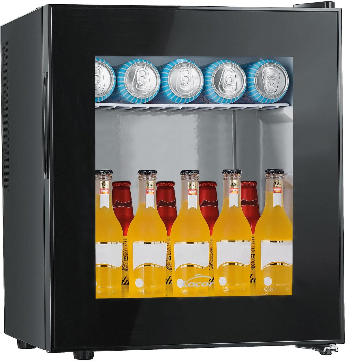 LACOR Kühlschrank, 36 L, Schwarz, 69675- Thermoelektrische Minibar, umkehrbare Tür aus gehärtetem Glas, einstellbarer Thermostat