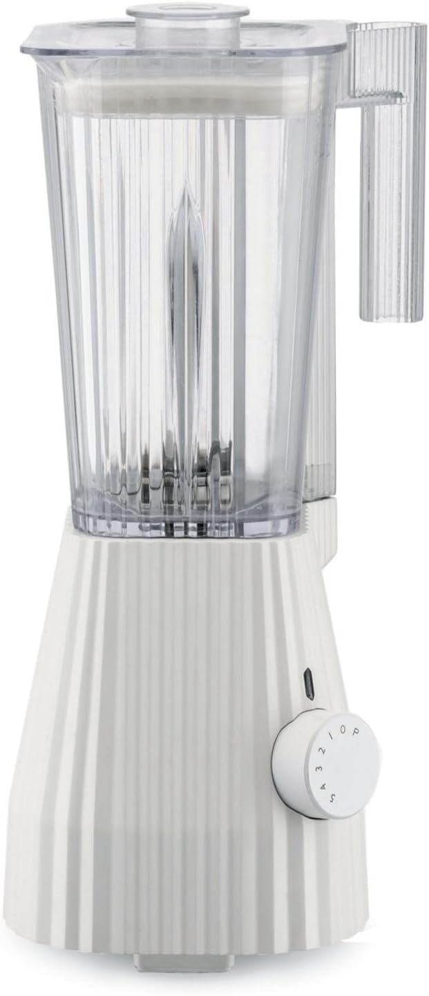 Alessi Standmixer, 700 W, 1,5l, thermoplastisches Harz, Weiß, Plissé MDL09 W - mit Abgestufter Karaffe, Europäischer Stecker