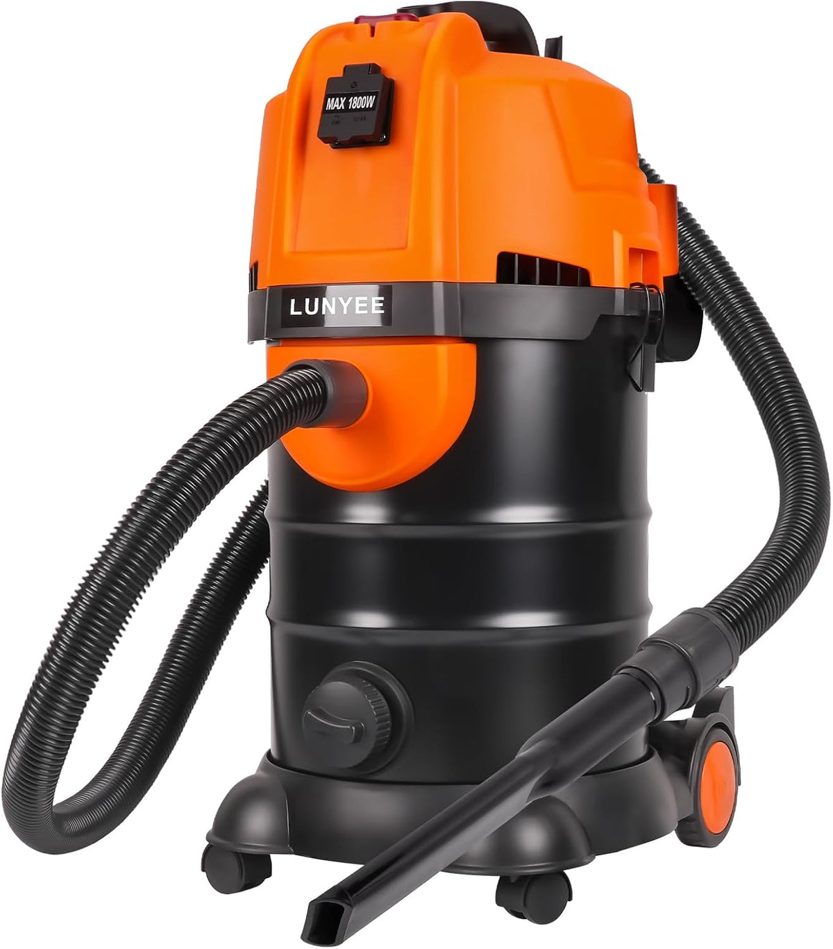 LUNYEE Staubsauger, 1800 W, 30 L, Schwarz/Orange, 19KPa Industrie mit Einschaltautomatik, Industriesauger Beutellos mit Automatischem Vakuumschalter