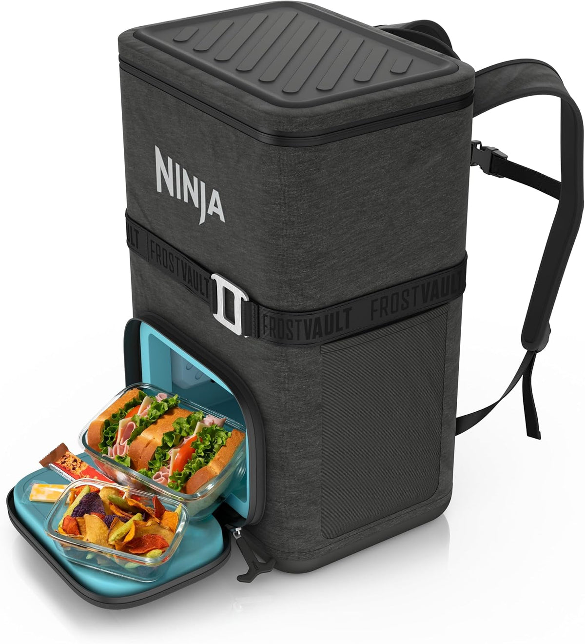 Ninja Kühlschrank, Grau/Schwarz, FrostVault Go 24 Dosen Rucksack Soft Cooler mit Cold