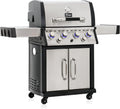 BBQ-Toro Gasgrill, Silber/Schwarz, Premium 4 Brenner mit seitlicher Kochstelle und Backburner, 4+1+1, 4 Brenner 1 Seitenbrenner 1 Infrarotbrenner
