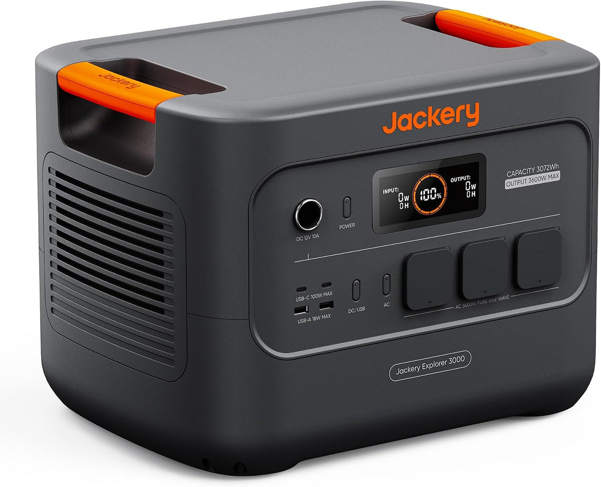Jackery Powerstation, 3072 Wh, 3600 W, 7200 W, 100 W, Grau/Orange, Solargenerator