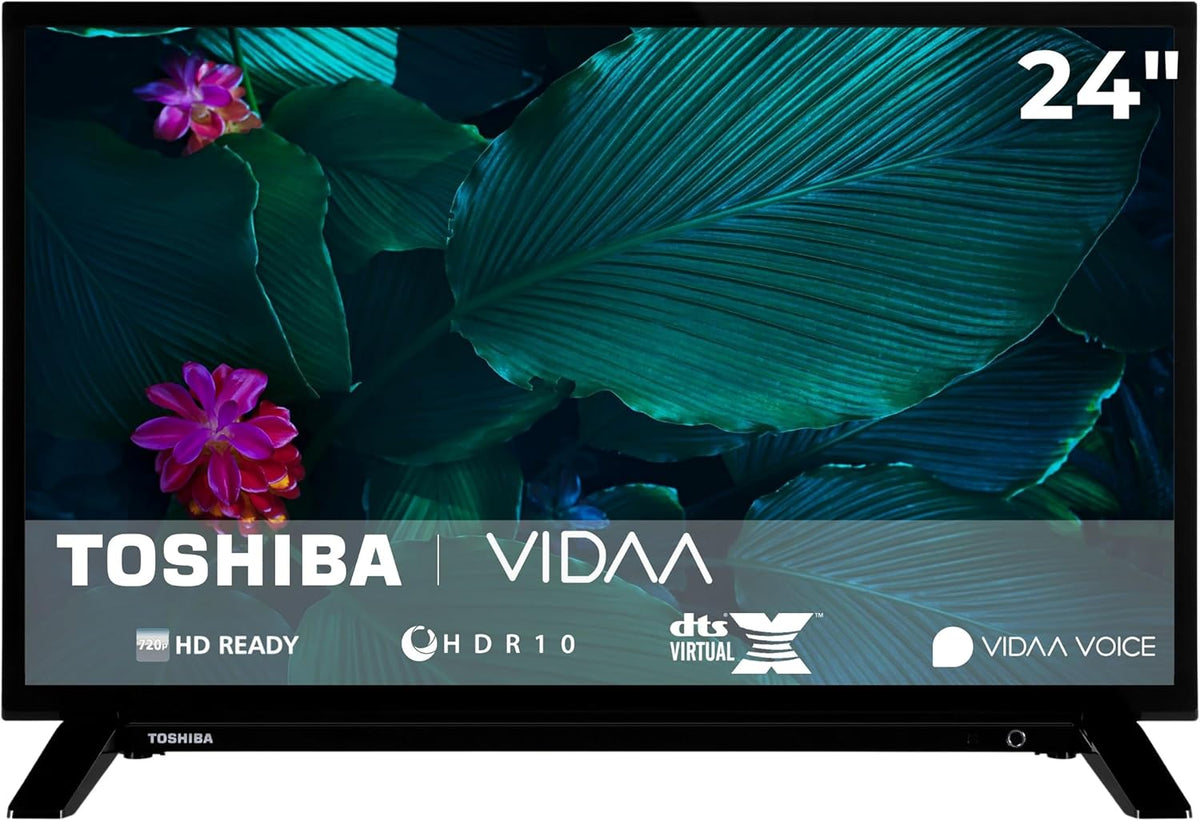 TOSHIBA Fernseher, 24 Zoll, Schwarz, Smart TV, Smart TV VIDAA HD HDR Smart TV mit Triple-Tuner, LED TV 24WV2F63DAZ