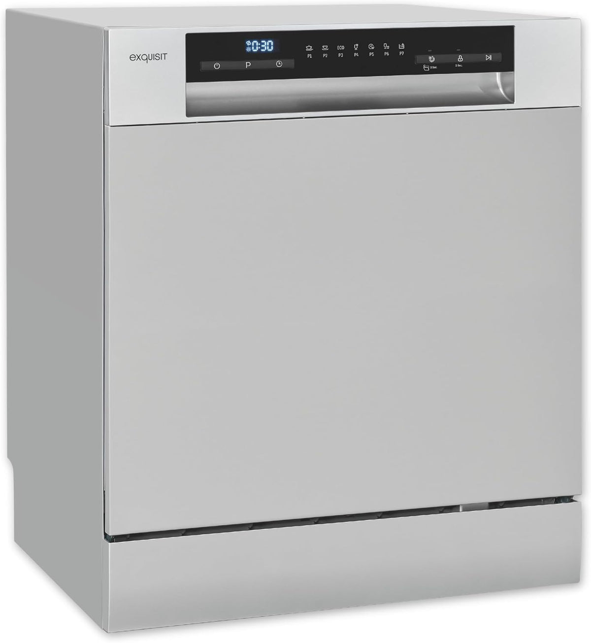 Exquisit Tischgeschirrspüler, 55 cm, Silber, GSP508-030D, Spülmaschine freistehend, Kleiner Geschirrspüler 8 Maßgedecke