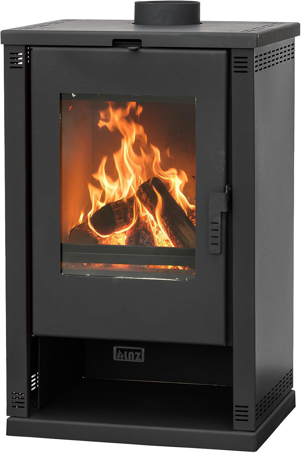 ALAZ Kaminofen, 50 cm, 9 kW, Schwarz, Mouse K9-MAX, Holzofen mit Schamott-Brennkammer & großem Sichtfenster, Für Holzscheite bis